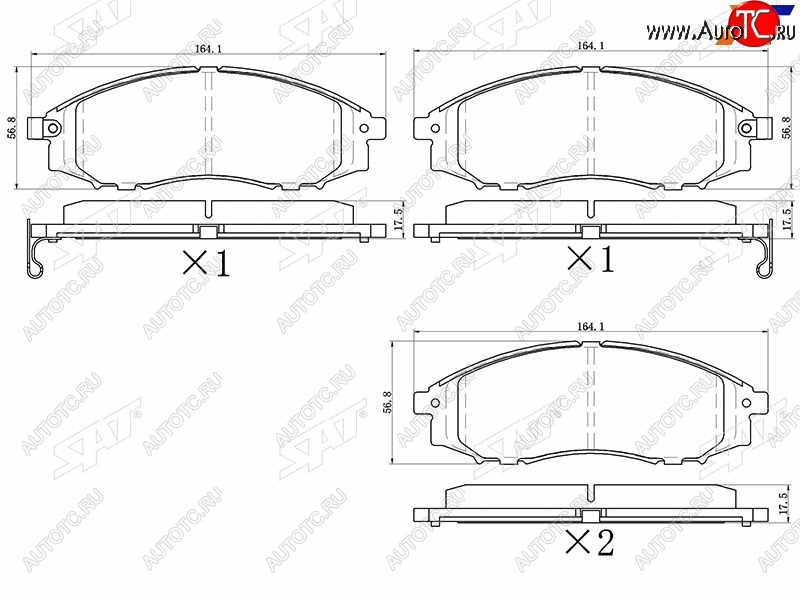 1 279 р. Колодки тормозные перед FR-FL SAT Nissan Navara 3 D23 дорестайлинг (2017-2024)