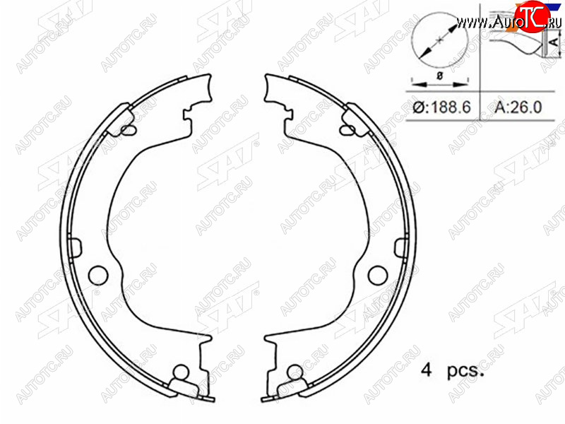 1 689 р. Колодки тормозные барабанные задние RH-LH SAT  Chevrolet Captiva ( CN202S) (2006-2024), Opel Antara (2006-2015)