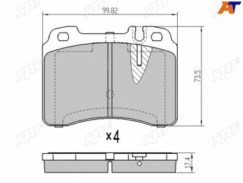 1 189 р. Колодки тормозные перед FR-FL SAT  Mercedes-Benz E-Class  W210 (1996-2003) дорестайлинг седан, дорестайлинг универсал, седан рестайлинг, универсал рестайлинг. Увеличить фотографию 1