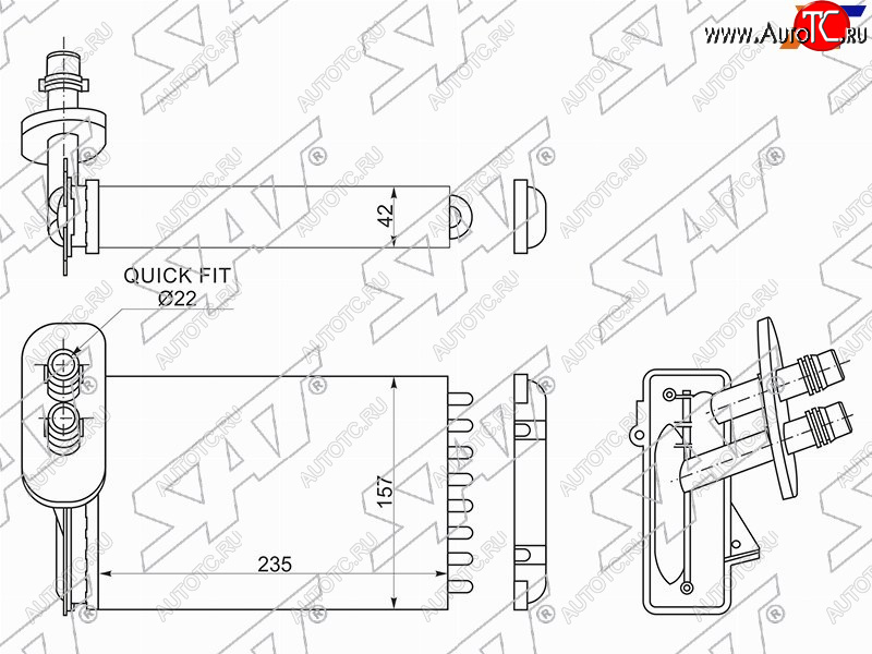 1 689 р. Радиатор отопителя салона CADDY 95-03BEETLE 98-04GOLF 83-05AUDI A3 95-03 (трубчатый) (ST-VW08-395-0)