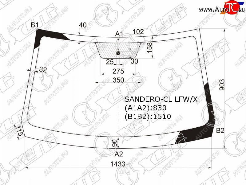 5 199 р. Стекло лобовое Nissan Terrano 14-22  Renault Duster 10-21  Sandero 09-14  Dacia Duster 10-17  Sa (SANDERO-CL LFW/X)