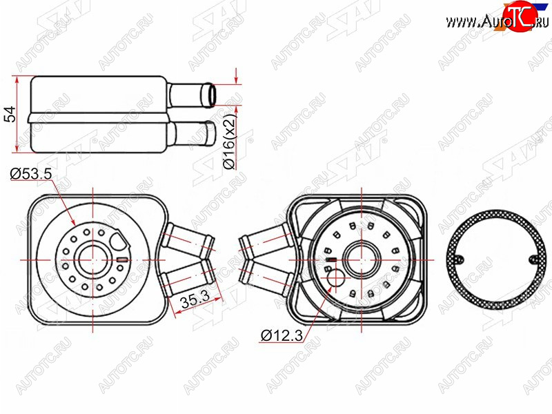 1 779 р. Радиатор масляный AUDI A4 94-00A6 94-05FORD GALAXY 95-06SKODA OCTAVIA 96-10VOLKSWAGEN PASSAT 96- (ST-068117021B)