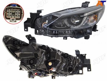 24 849 р. Фара левая (LED) SAT  Mazda 6  GJ (2015-2018) 1 рестайлинг универсал, 1-ый рестайлинг седан. Увеличить фотографию 1