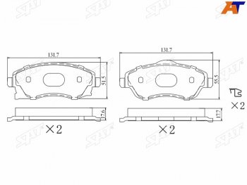 1 069 р. Колодки тормозные перед FR-FL SAT  Opel Corsa  C - Meriva  A. Увеличить фотографию 1