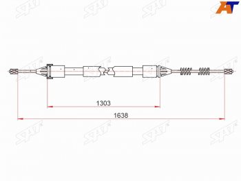 699 р. Трос ручного тормоза LH-RH SAT Peugeot 206 универсал 2EK рестайлинг (2002-2006). Увеличить фотографию 1