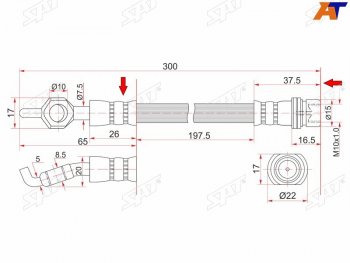 569 р. Шланг тормозной задний (Таиланд) LH=RH  Toyota Caldina ( T210,  T240) - Wish  XE10. Увеличить фотографию 1