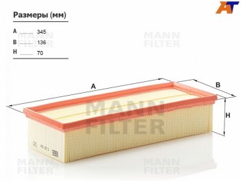 Фильтр воздушный MANN  Skoda Octavia (A5), Yeti, Volkswagen Golf (5,  6), Jetta (A5,  A6), Passat (B6,  B7), Tiguan (NF)