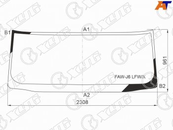 11 799 р. Стекло лобовое FAW J6P (CA3250) 08-  J6P (CA3310) 17- (FAW-J6 LFW/X). Увеличить фотографию 2