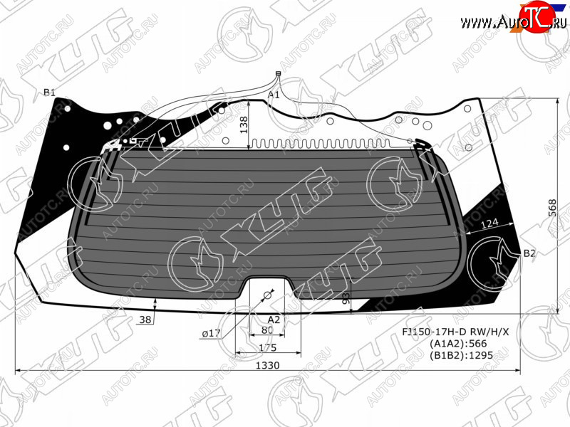 9 599 р. Стекло заднее (Затемненное Обогрев) Toyota Land Cruiser Prado (J150) 09-  Lexus GX 09-23 (FJ150-17H-D RW/H/X)