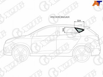 1 549 р. Стекло кузова боковое (не опускное) (Слева Цвет зеленый) Hyundai ix35 09-15  Tucson 09-15          (HYU-IX35 SW/LH/X). Увеличить фотографию 1