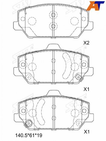 1 699 р. Колодки тормозные передние FR-FL SAT   Hyundai I30  FD (2007-2012), KIA Optima ( 4 JF,  JF) (2015-2020). Увеличить фотографию 1