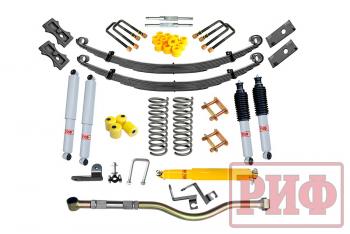 115 999 р. Лифт-комплект РИФ газовый УАЗ Патриот 2019+ лифт 50 мм жесткий (постоянная нагрузка) (rif-patr19-d-g). Увеличить фотографию 1