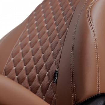 12 749 р. Комплект чехлов для сидений (РЗС 40/60, 2П+1Г Орегон) БАЙРОН Lord Autofashion  KIA Cerato  3 YD (2013-2016) (темно-коричневый, вставка темно-коричневая, строчка коричневая). Увеличить фотографию 3