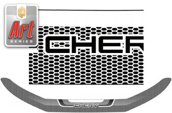 2 059 р. Дефлектор капота CA-Plastic  Chery Tiggo 8 PRO (2021-2024) (Серия Art черная). Увеличить фотографию 1