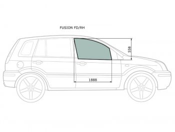 2 299 р. Стекло боковое опускное (Спереди Справа Цвет зеленый) Ford Fusion 02-12 (FUSION FD/RH). Увеличить фотографию 1