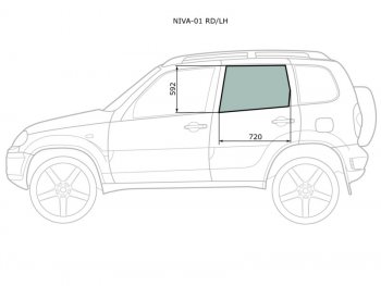 2 049 р. Стекло боковое опускное (Сзади Слева Цвет зеленый) Chevrolet Niva 98-  LADA Niva Travel 21- (NIVA-01 RD/LH). Увеличить фотографию 2