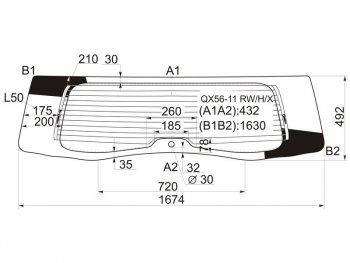 16 749 р. Стекло заднее (Цвет зеленый Обогрев) Infiniti QX56 10-13  QX80 13-20 (QX56-11 RW/H/X). Увеличить фотографию 1