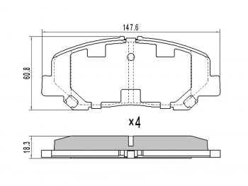 1 249 р. Колодки тормозные передние FR-FL SAT  Toyota Alphard  H20 (2008-2011). Увеличить фотографию 1