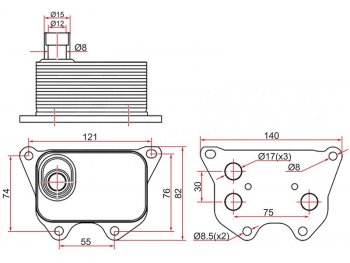 2 379 р. Радиатор масляный AUDI A3 03-A4 07-A5 07-A6 11-Q3 11-Q5 08-SKODA OCTAVIA 04-VOLKSWAGEN AMAROK (ST-06J117021D). Увеличить фотографию 1