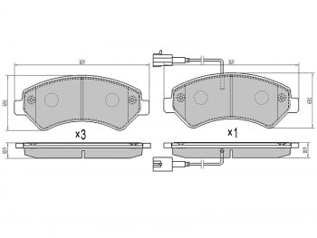 1 829 р. Колодки тормозные перед FL-FR SAT  Peugeot Boxer ( 250,  290) (2006-2024) (2 датчика износа с камерами наполнением). Увеличить фотографию 1