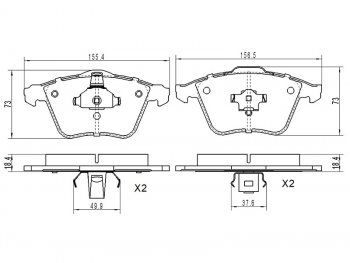 1 639 р. Колодки тормозные передние FL-FR SAT  Ford Focus (2), Mazda 3/Axela (BK,  BL). Увеличить фотографию 1