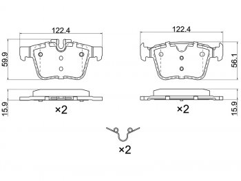 Колодки тормозные зад LH-RH SAT Land Rover (Ленд) Range Rover Evoque (ранж) ( 1 L538,  2 L551) (2011-2024), Volvo (Вольво) XC60 (ИксЦ60) (2017-2022),  XC90 (ИксЦ90)  L (2015-2024)