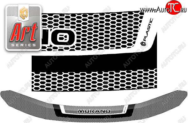 1 989 р. Дефлектор капота CA-Plastic  Nissan Murano  3 Z52 (2015-2024) (Серия Art серебро)