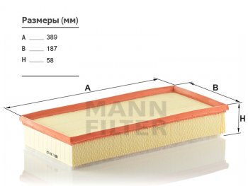 Фильтр воздушный MANN  Audi (Ауди) Q7 (Ку7)  4L (2005-2015), Porsche (Порш) Cayenne (Кайен) ( 955,  957,  958) (2002-2018), Volkswagen (Волксваген) Touareg (Туарек) ( GP,  NF) (2002-2018)