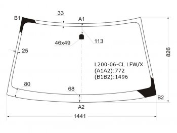 4 799 р. Стекло лобовое Mitsubishi L200 07-16  Pajero Sport 08-17  Montero Sport 08-17  Triton 06-11 (L200-06-CL LFW/X). Увеличить фотографию 1