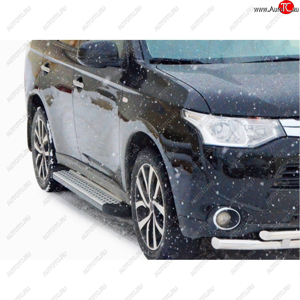 27 999 р. Пороги бумер алюминиевые с резинкой, Техно Сфера Mitsubishi Outlander CW0W дорестайлинг (2005-2010) (Черный глянец)