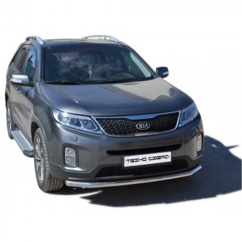 31 999 р. Пороги бумер алюминиевые с резинкой, Техно Сфера KIA Sorento MQ4 (2020-2022) (Черный глянец). Увеличить фотографию 1