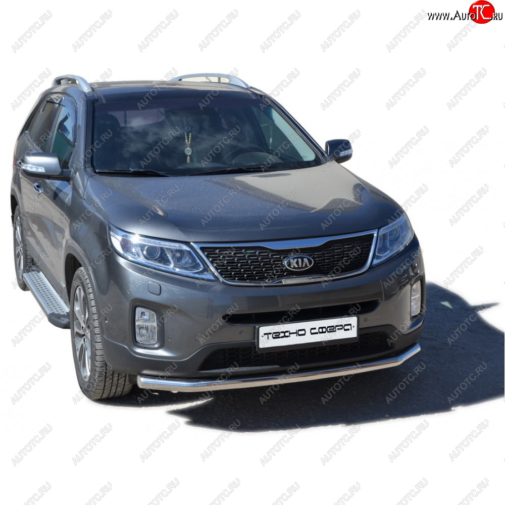 27 999 р. Пороги бумер алюминиевые с резинкой, Техно Сфера KIA Sorento UM/Prime дорестайлинг (2014-2018) (Черный глянец)