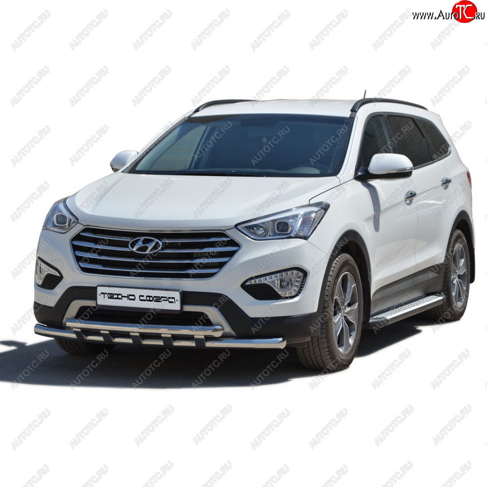 27 799 р. Пороги бумер алюминиевые с резинкой, Техно Сфера  Hyundai Grand Santa Fe  1 DM (2013-2018) (Черный глянец)