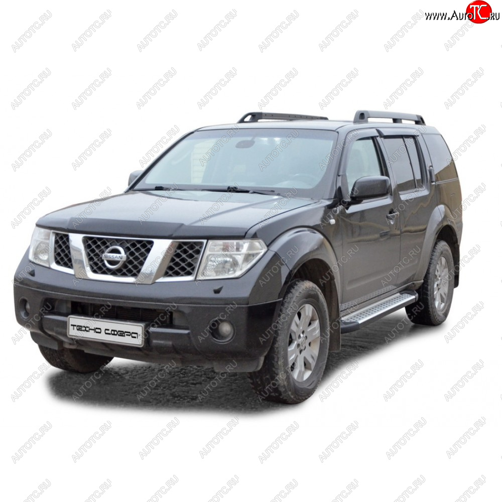 27 799 р. Пороги бумер алюминиевые с резинкой, Техно Сфера Nissan Pathfinder R50 1-ый рестайлинг (1999-2002) (Черный глянец)