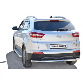 Защита порогов с алюминиевым листом крашенная d63,5, Техно Сфера Hyundai Creta GS рестайлинг (2019-2021)