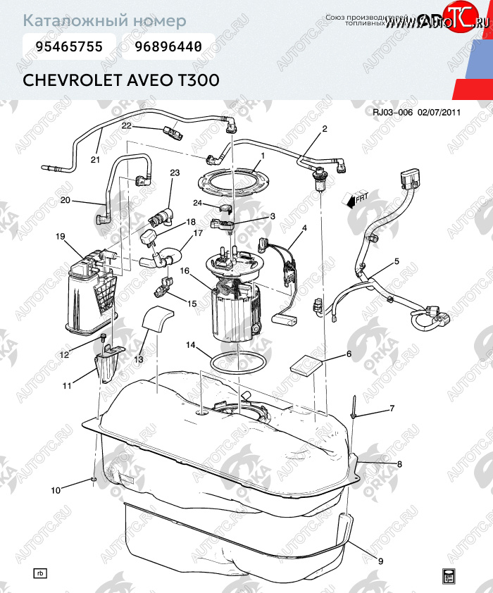 13 999 р. Пластиковый топливный бак (BP) - 46 л  Chevrolet Cobalt (2004-2024)
