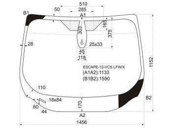 8 999 р. Стекло лобовое (Датчик дождя) Ford Kuga 13-19  Escape 12-19 (ESCAPE-12-VCS LFW/X). Увеличить фотографию 1