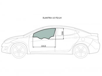 2 299 р. Стекло боковое опускное (Спереди Слева Цвет зеленый) Hyundai Elantra 10-16  Avante 10-15 (ELANTRA-10 FD/LH). Увеличить фотографию 1