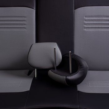 6 199 р. Комплект чехлов для сидений (РЗС 40/60, 2Г экокожа) ТУРИН СТ Илана+Орегон Lord Autofashion  Chevrolet Cobalt (2011-2024), Ravon R4 (2016-2020) (черный, вставка серая, строчка серая). Увеличить фотографию 8