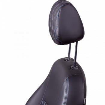 6 599 р. Комплект чехлов для сидений (РЗС 40/60, 2Г Илана+Орегон) ТУРИН ст РОМБ Lord Autofashion  Chevrolet Cobalt (2011-2024), Ravon R4 (2016-2020) (черный, вставка черная, строчка синяя). Увеличить фотографию 2