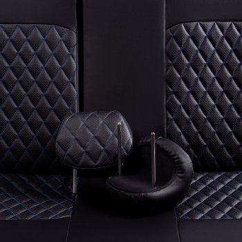 6 599 р. Комплект чехлов для сидений (РЗС 40/60, 2Г Илана+Орегон) ТУРИН ст РОМБ Lord Autofashion  Chevrolet Cobalt (2011-2024), Ravon R4 (2016-2020) (черный, вставка черная, строчка синяя). Увеличить фотографию 3
