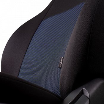 4 949 р. Комплект чехлов для сидений (РЗС 60/40, 2П+1Г жаккард) Дублин Жаккард Lord Autofashion  Chevrolet Cruze  седан (2009-2015) (черный, вставка Ёж синяя, строчка черная). Увеличить фотографию 2