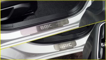 4 199 р. Накладки на пороги, ТСС Тюнинг BAIC U5 Plus (2021-2024) (лист шлифованный надпись BAIC). Увеличить фотографию 1