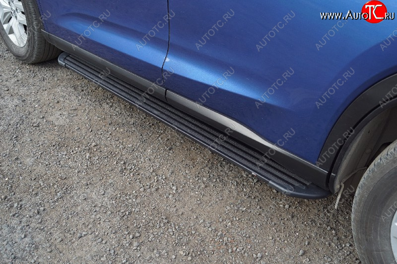 21 349 р. Пороги алюминиевые Slim Line ТСС Тюнинг  Renault Sandero Stepway  (B8) (2014-2018) (Black)