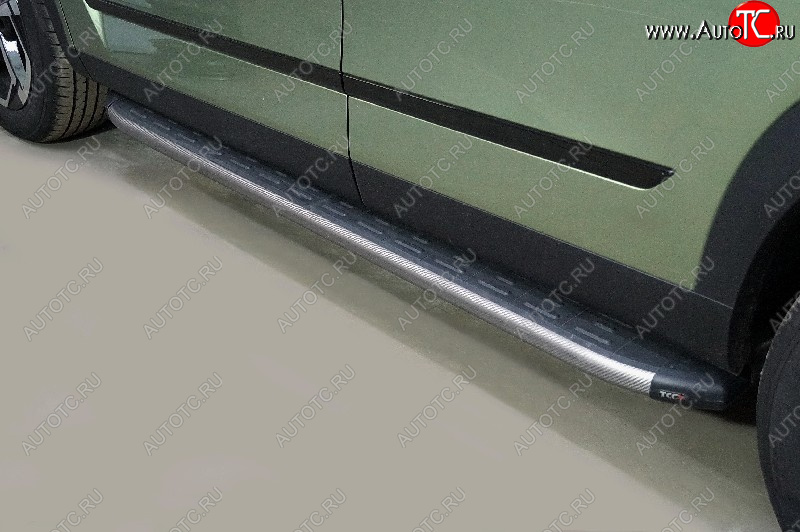 22 499 р. Пороги алюминиевые с пластиковой накладкой ТСС Тюнинг JAECOO J7 (2023-2024) (карбон серые)