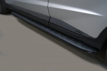 Пороги алюминиевые с пластиковой накладкой, ТСС Тюнинг Jetour X70 Plus (2023-2024)  (карбон черные)