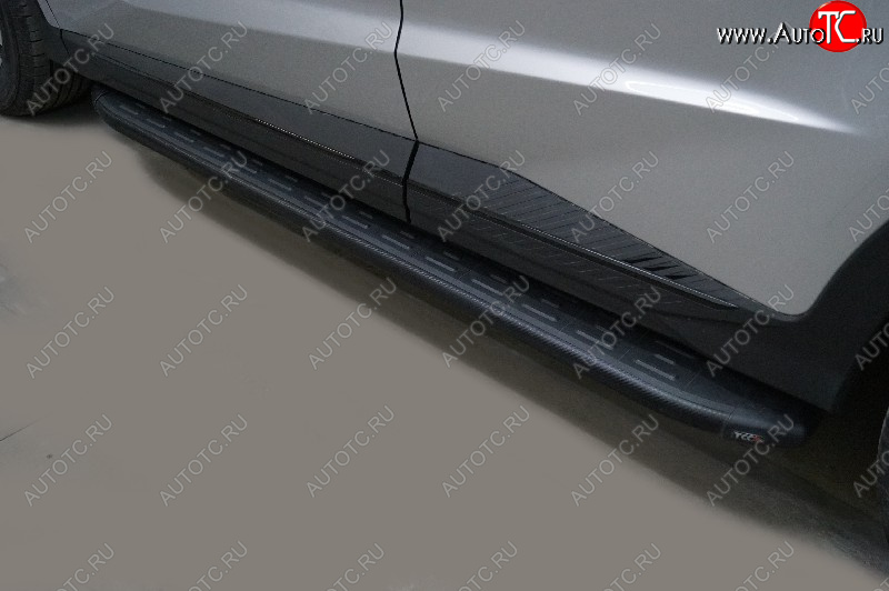 22 499 р. Пороги алюминиевые с пластиковой накладкой, ТСС Тюнинг Jetour X70 Plus (2023-2024) (карбон черные)