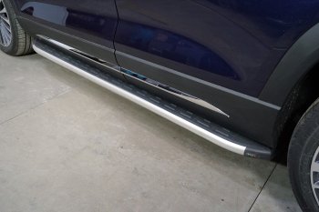 21 349 р. Пороги алюминиевые с пластиковой накладкой ТСС Тюнинг  Jetour X90 Plus (2021-2024) (серые). Увеличить фотографию 1