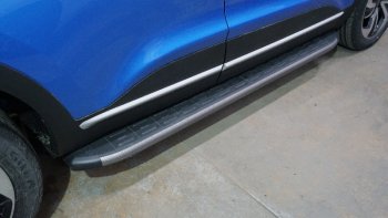 Пороги алюминиевые с пластиковой накладкой, ТСС Тюнинг Kaiyi X3 Pro (2023-2024)  (карбон серые)