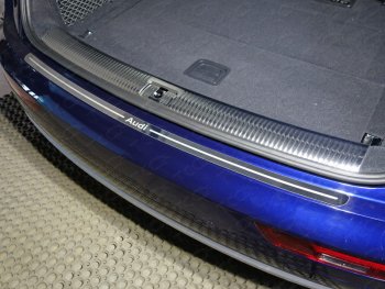 2 499 р. Накладка на задний бампер (без пневмоподвески) ТСС Тюнинг  Audi Q5  FY (2017-2020) (лист зеркальный, надпись audi). Увеличить фотографию 1